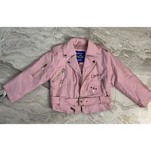 Outdoor Habitat Child 3T Motorcycle Biker Jacket Embroidered Emma Pink Leather